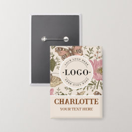 トレンディーモダンワイルドフラワー植物性フローラモノグラム 缶バッジ