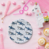 トレンディーモダンヴィンテージホエールシャークシー誕生日 ペーパープレート (パーティー)