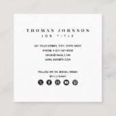 トレンディーモダン写真ミニマルQRコードSNS スクエア名刺 (裏面)