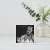 トレンディーモダン写真ミニマルQRコードSNS スクエア名刺 (スタンド正面)