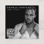 トレンディーモダン写真ミニマルQRコードSNS スクエア名刺 (正面)