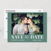 トレンディーモダン写真ユーカリプトゥスグリーン日付を保存 ポストカード (正面/裏面)