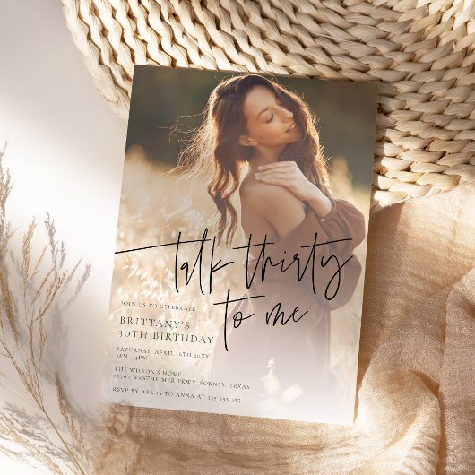 トレンディーモダン写真30歳の誕生日 招待状