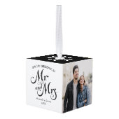 トレンディーモダン初めてのクリスマスの新しい写真キューブ キューブオーナメント (裏面アングル)