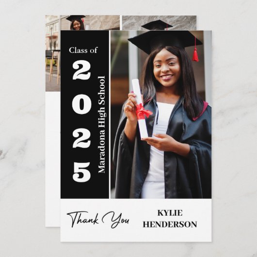 トレンディーモダン卒業写真 サンキューカード (正面/裏面)