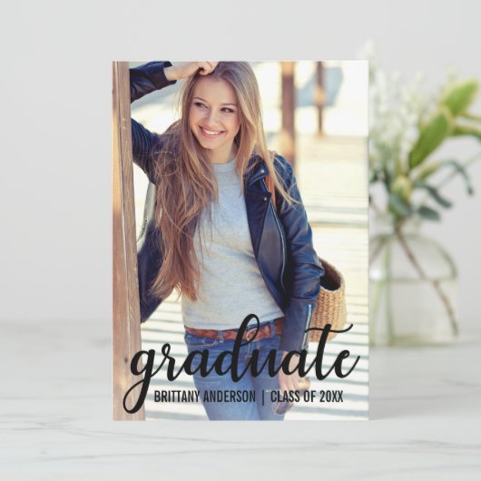 トレンディーモダン卒業発表フォトカード 案内状 (スタンド正面)