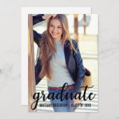 トレンディーモダン卒業発表フォトカード 案内状 (正面/裏面)