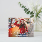 トレンディーモダン台本写真卒業パーティー インビテーションポストカード (スタンド正面)