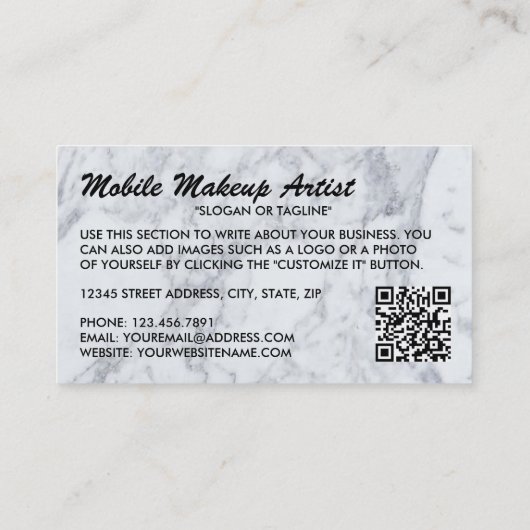 トレンディーモダン大理石メイクアップアーティスト 名刺 (裏面)