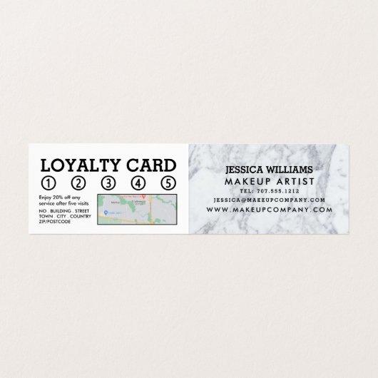 トレンディーモダン大理石メーキャップロイヤリティカード 名刺 (内部フラット)