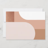 トレンディーモダン幾何学的赤面ピンクカップルの写真 セーブザデート (裏面)