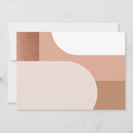 トレンディーモダン幾何学的赤面ピンクカップルの写真 セーブザデート (裏面)