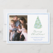 トレンディーモダン弓クリスマスツリー写真コラージュ シーズンカード (正面)
