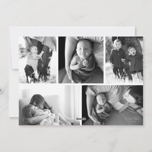 トレンディーモダン弓クリスマスツリー写真コラージュ シーズンカード (裏面)