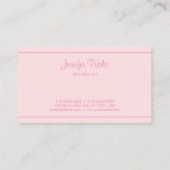 トレンディーモダン手書きエレガントピンクスクリプト上部 名刺 (裏面)