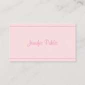 トレンディーモダン手書きエレガントピンクスクリプト上部 名刺 (正面)