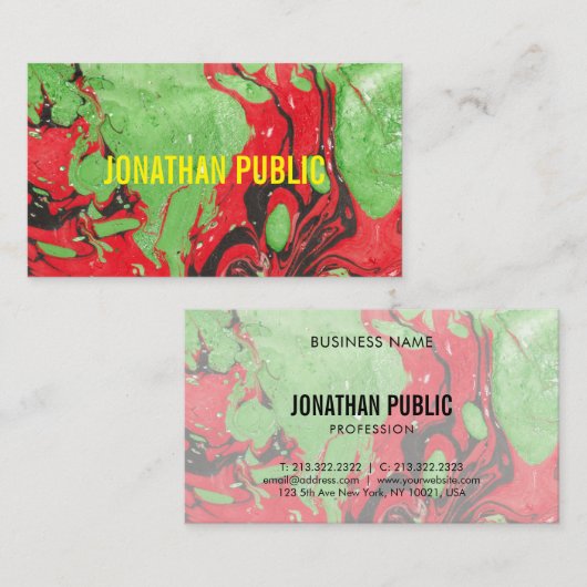 トレンディーモダン抽象芸術アエレガントートレッドグリーン 名刺 (正面/裏面)