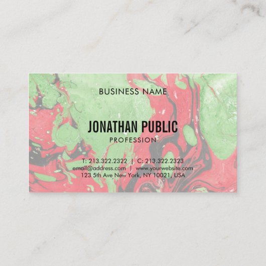 トレンディーモダン抽象芸術アエレガントートレッドグリーン 名刺 (裏面)