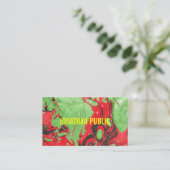 トレンディーモダン抽象芸術アエレガントートレッドグリーン 名刺 (スタンド正面)