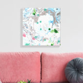 トレンディーモダン抽象芸術アートピンクブルーグリーンホワイト キャンバスプリント (インサイチュ (リビング))