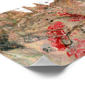 トレンディーモダン抽象芸術アートブラックレッドブラウングリーン ポスター (角)