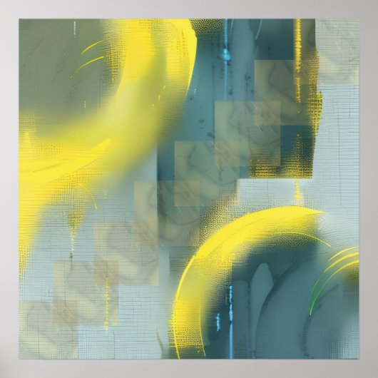 トレンディーモダン抽象芸術ゴールデンアートダークグリーンカラー ポスター (正面)