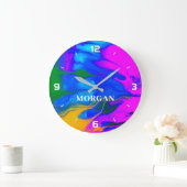 トレンディーモダン抽象芸術フロー色の名前番号 ラージ壁時計 (ホーム)