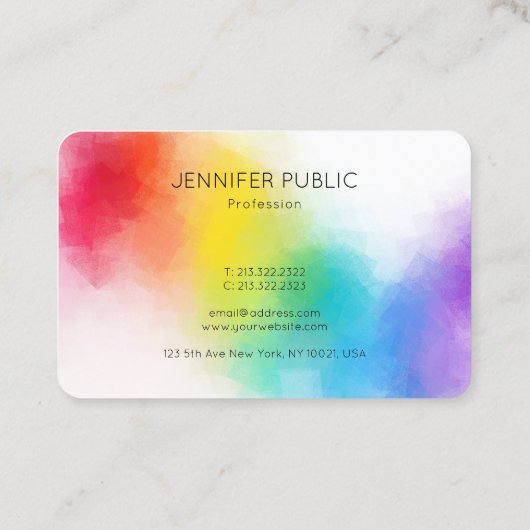 トレンディーモダン抽象芸術レインボーカラーテンプレート 名刺 (裏面)