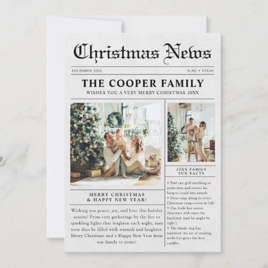トレンディーモダン新聞クリスマスフォト シーズンカード (正面)
