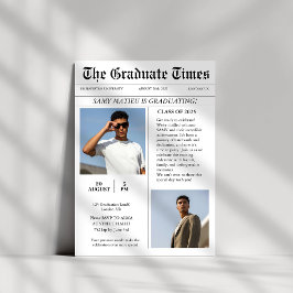 トレンディーモダン新聞写真の卒業 招待状