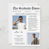 トレンディーモダン新聞写真の卒業 招待状 (正面)