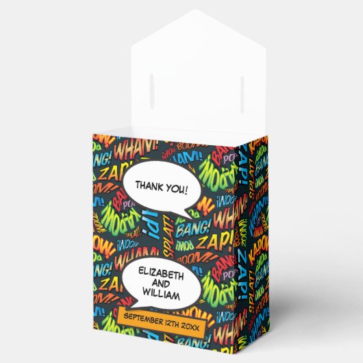 トレンディーモダン漫画ブックおもしろい結婚式の引き出物ボックス フェイバーボックス (オープン)