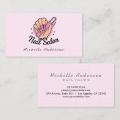 トレンディーモダン爪、 ネイルサロンネイリストピンクバス 名刺 (正面/裏面)