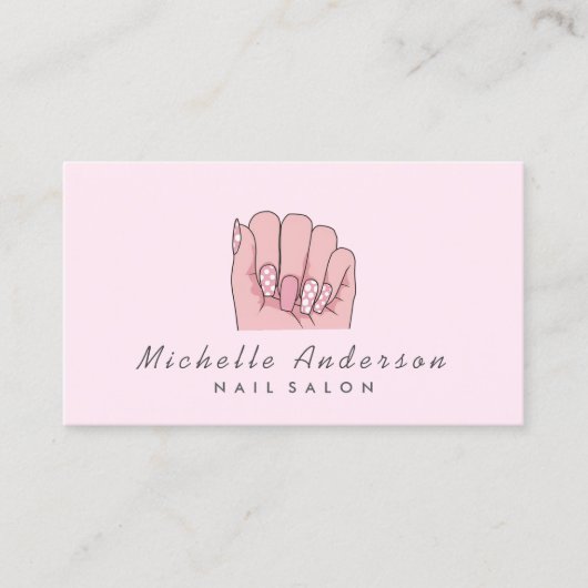 トレンディーモダン爪、 ネイルサロンネイリストピンク 名刺 (正面)