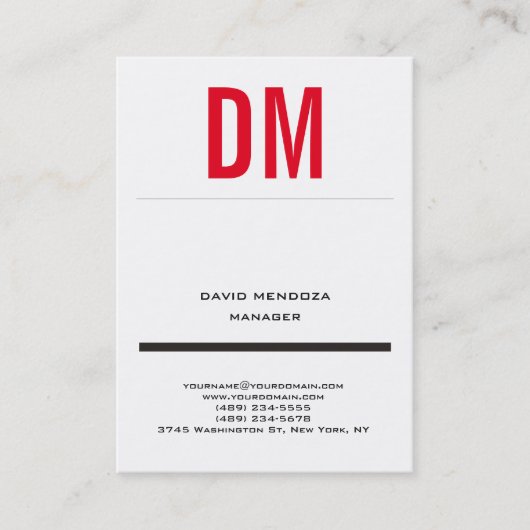 トレンディーモダン白シンプル色一文字 名刺 (正面)