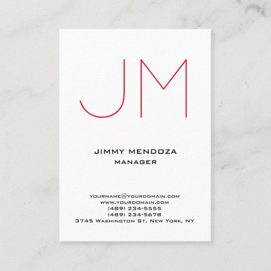 トレンディーモダン白シンプル色一文字 名刺 (正面)