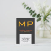 トレンディーモダン白黄色一文字 名刺 (スタンド正面)