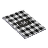 トレンディーモダン白黒バッファロープレイドモノグラム ノートブック (右側)
