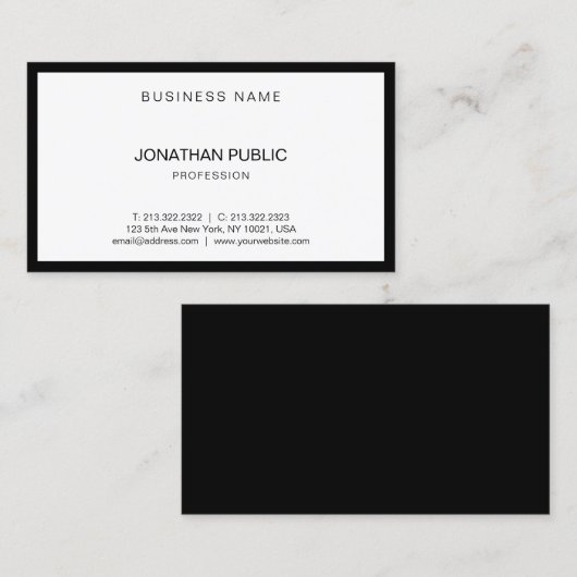 トレンディーモダン白黒プロフェッショナルエレガントトップ 名刺 (正面/裏面)