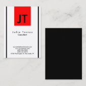 トレンディーモダン白黒レッドモノグラム 名刺 (正面/裏面)