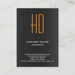 トレンディーモダン白黒灰色オレンジモノグラム 名刺