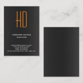 トレンディーモダン白黒灰色オレンジモノグラム 名刺 (正面/裏面)