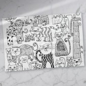 トレンディーモダン白黒猫パターン キッチンタオル