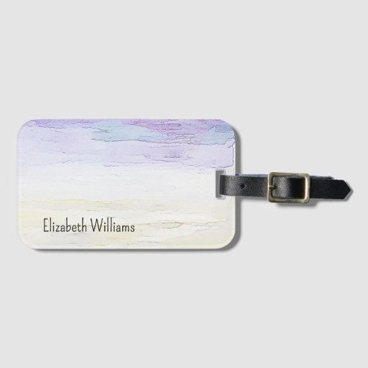 トレンディーモダン紫の水色パーソナライズされた ラゲッジタグ (正面横)