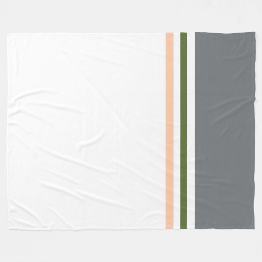 トレンディーモダン色ブロックとストライプ フリースブランケット (正面(横))