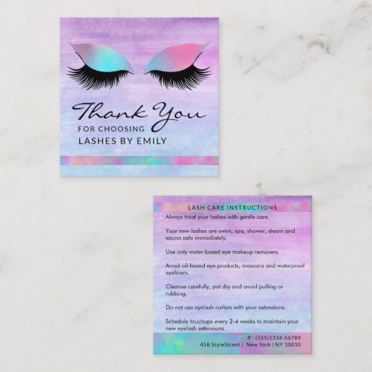 トレンディーモダン虹彩色シックありがとうラッシュ気に スクエア名刺 (正面/裏面)