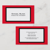 トレンディーモダン赤エレガント白黒 名刺 (正面/裏面)