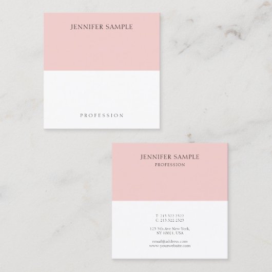 トレンディーモダン赤面ピシンプルンクエレガントテンプレート スクエア名刺 (正面/裏面)