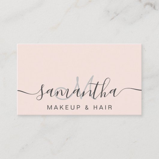 トレンディーモダン赤面ピンクのメイクアップ髪 名刺 (正面)