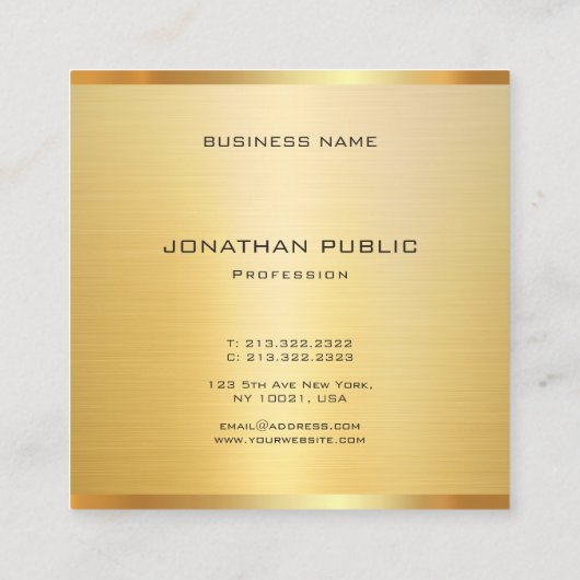 トレンディーモダン金ゴールドエレガントプロフェッショナルテンプレート スクエア名刺 (裏面)